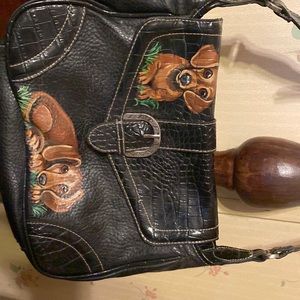 Ladies hand painted weenie dog purse